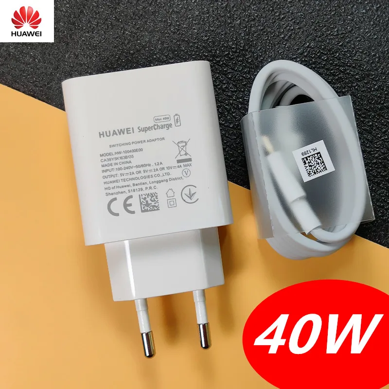 Original Huawei charger 40W 22.5W Supercharge 5A Type C cable For P30 Pro Mate 30 20 10 20 Pro P20 Pro P10 Honor 10X 20 magic 10 powerbank quick charge 3.0 Chargers