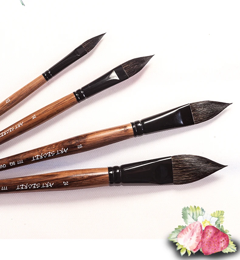 ArtSecret High Grade 777SQ Oval Wash Art Brushes Squirrel Hair Oak Wooden Handle Artist Tool Watercolor Acrylic Painting Supply |