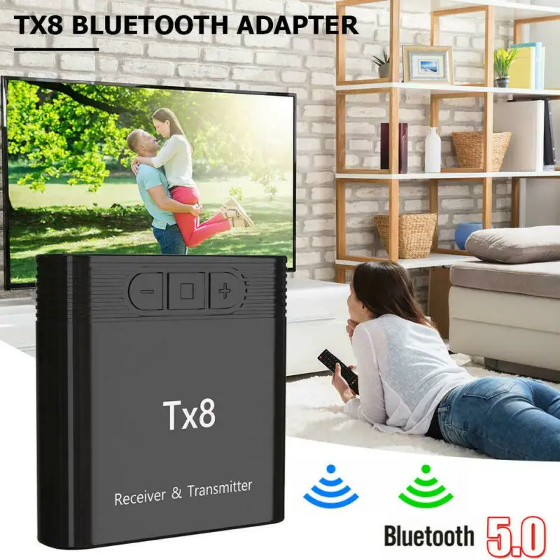 

TX8 2 In 1 Bluetooth 5.0 Transmitter and Receiver 3.5mm Audio Adapter For TV PC Headphone Smart phones