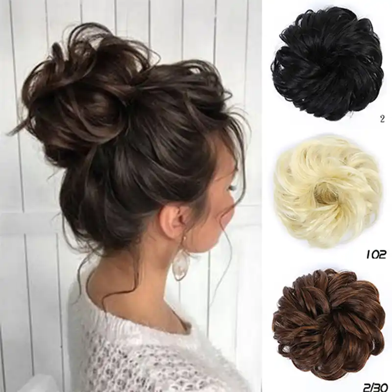 Xuanguang ファッションパンカーリーおだんごストレートおだんごヘアクリップおだんごドーナツおだんごかつらアクセサリー 人工シニョン Aliexpress