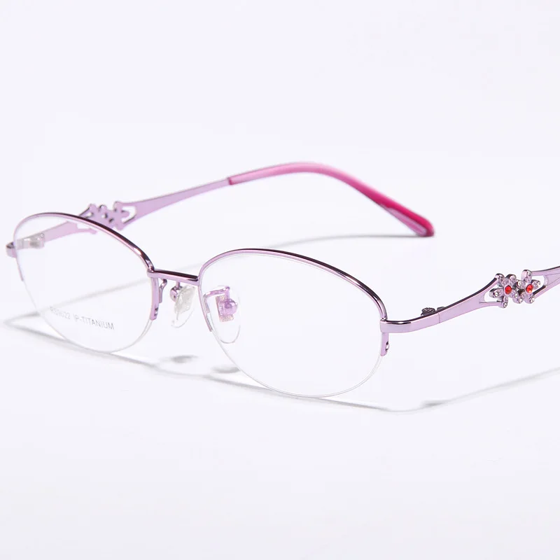 New Diamond Ultra Light Pure Titanium Glasses Frame Female Temperament Goddess Glasses Frame Myopia Half Frame Glasses