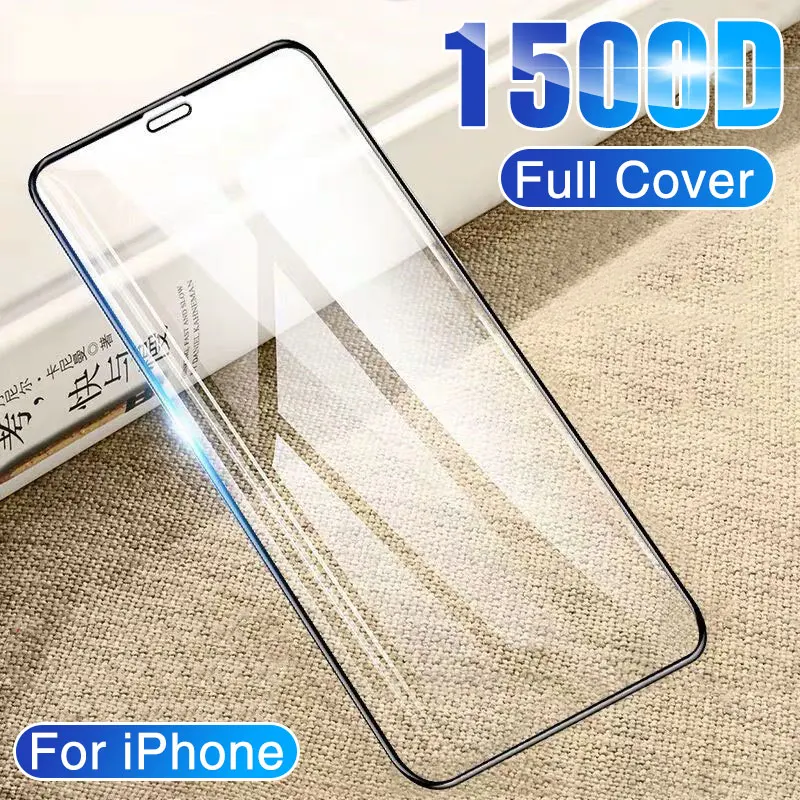

1500D Full Cover Tempered Glass On iPhone 11 Pro Max Glass 6 6s 7 8 Plus X Screen Protector Glass On For iPhone X XS Max XR Film