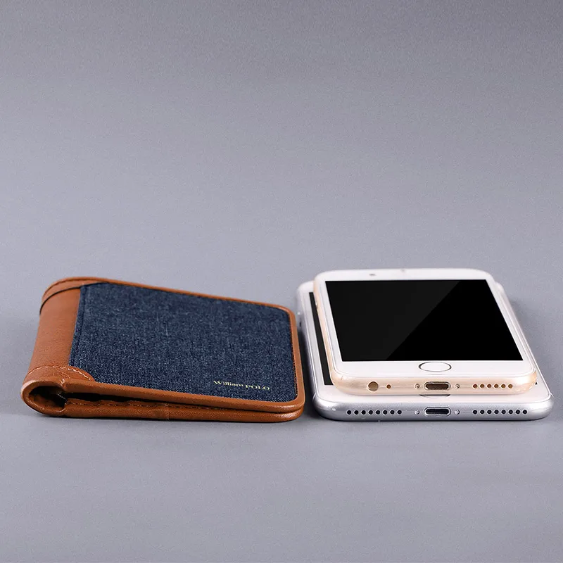 Бизнес маленький тонкий бумажник мужской холщовый RFID бренд Анти кражи Кредитная