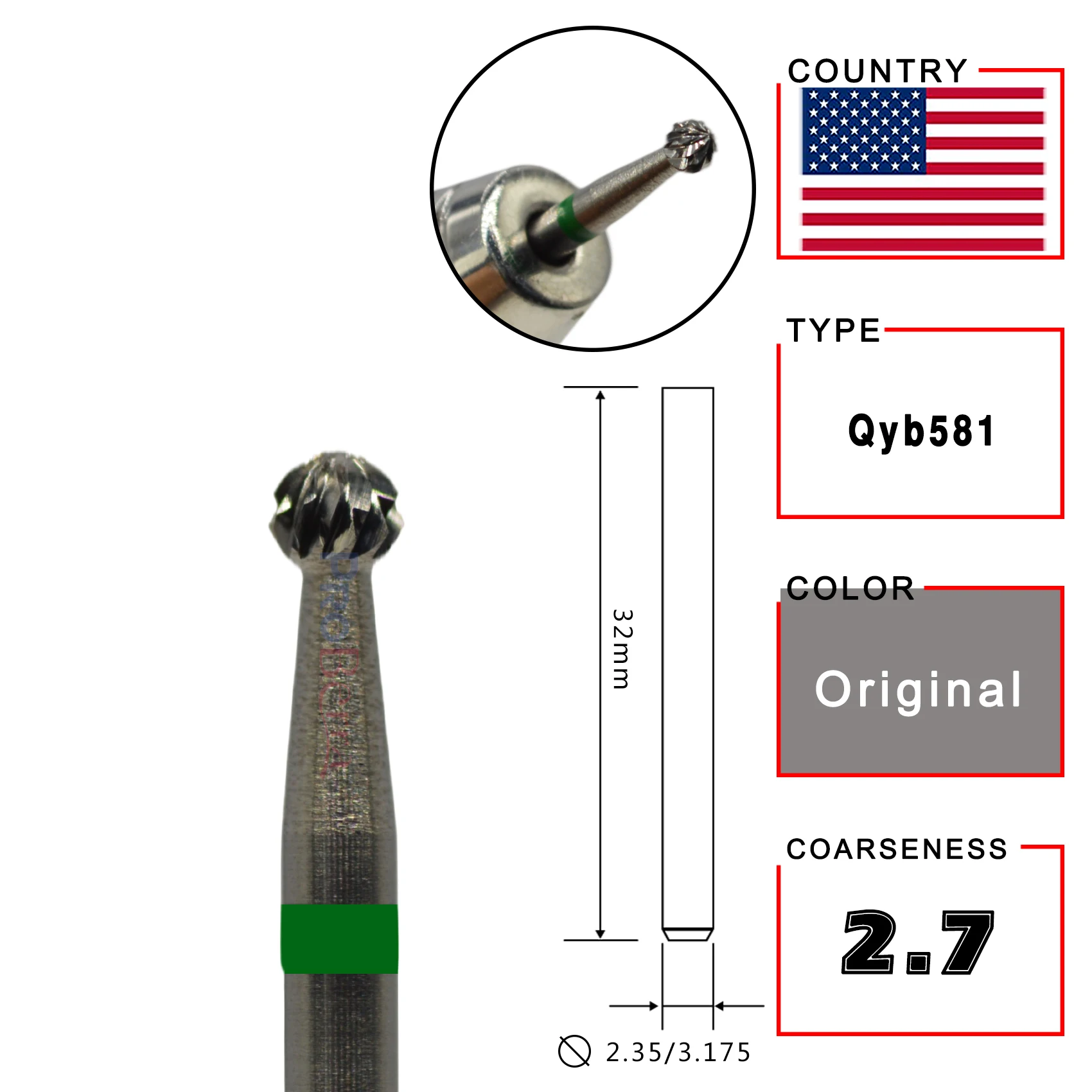 RolinStar Ball 8 Shape cuticle clean manicure pedicure Nail Drill Bit Rotary Burr Dental nail art tools nail drill bit nail drill bits