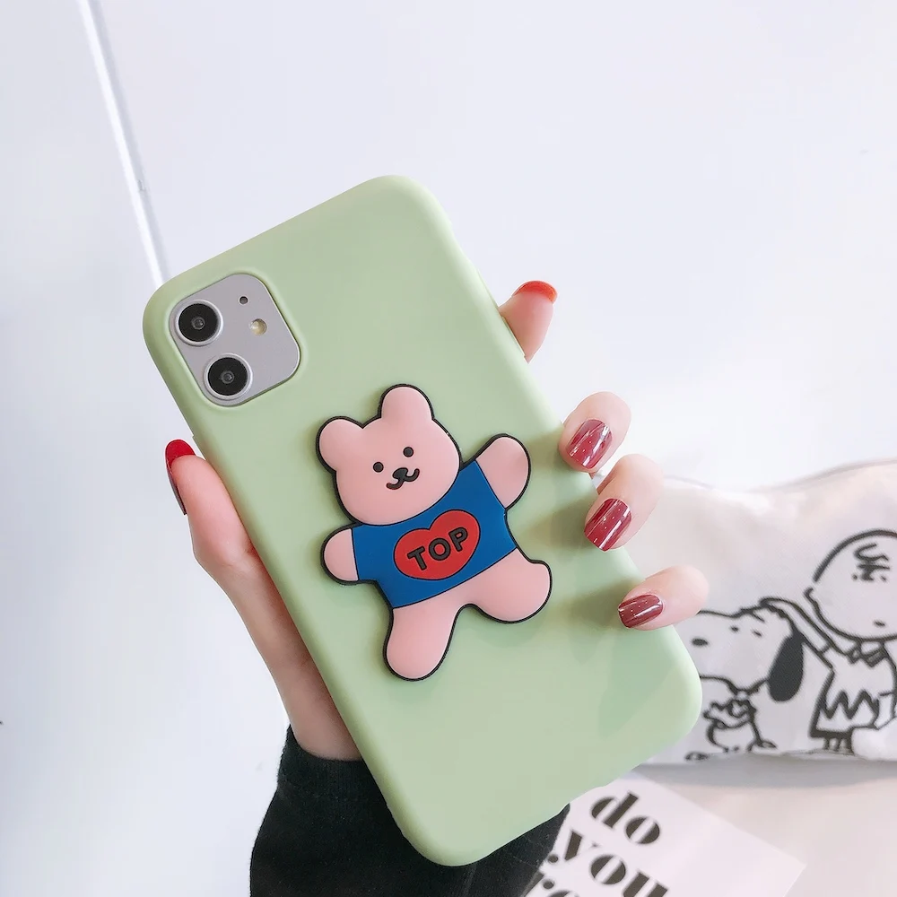 

for Redmi 6 Note 7 8 Pro K20 Case 3D Cartoon Bear Cute Silicon Animal Slim Protect Soft Black Slim Back Cover for Xiaomi Mi 9 SE
