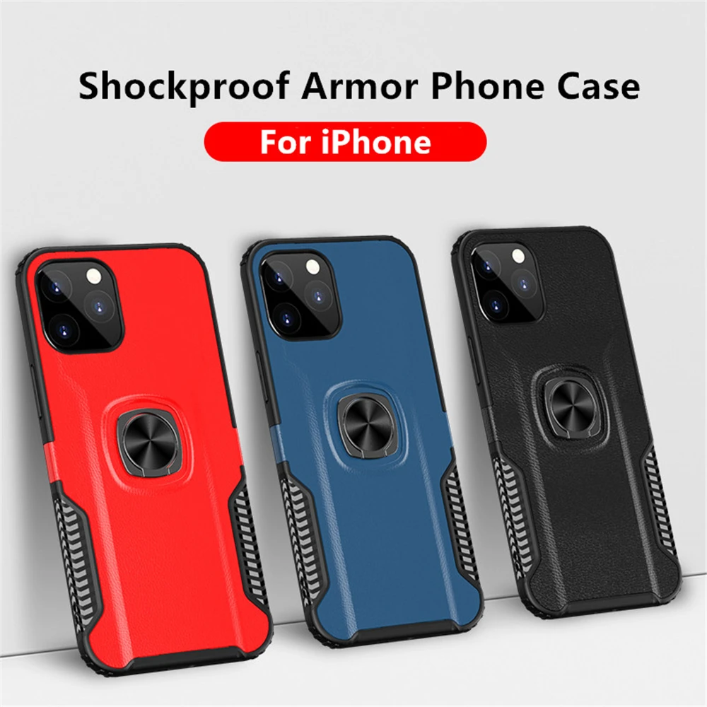 Противоударный чехол для iPhone 12 11 Pro Max XS XR X 7 8 6 6s Plus SE 2020 с магнитным металлическим