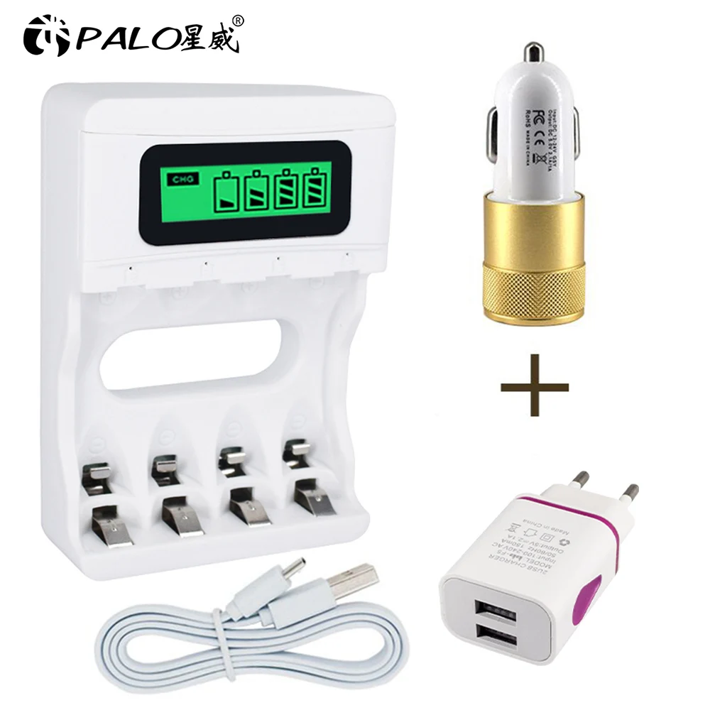 

PALO LCD Display Smart USB Charger AA rechargeable battery charger For AA / AAA Ni-CD Ni-MH Rechargeable Batteries