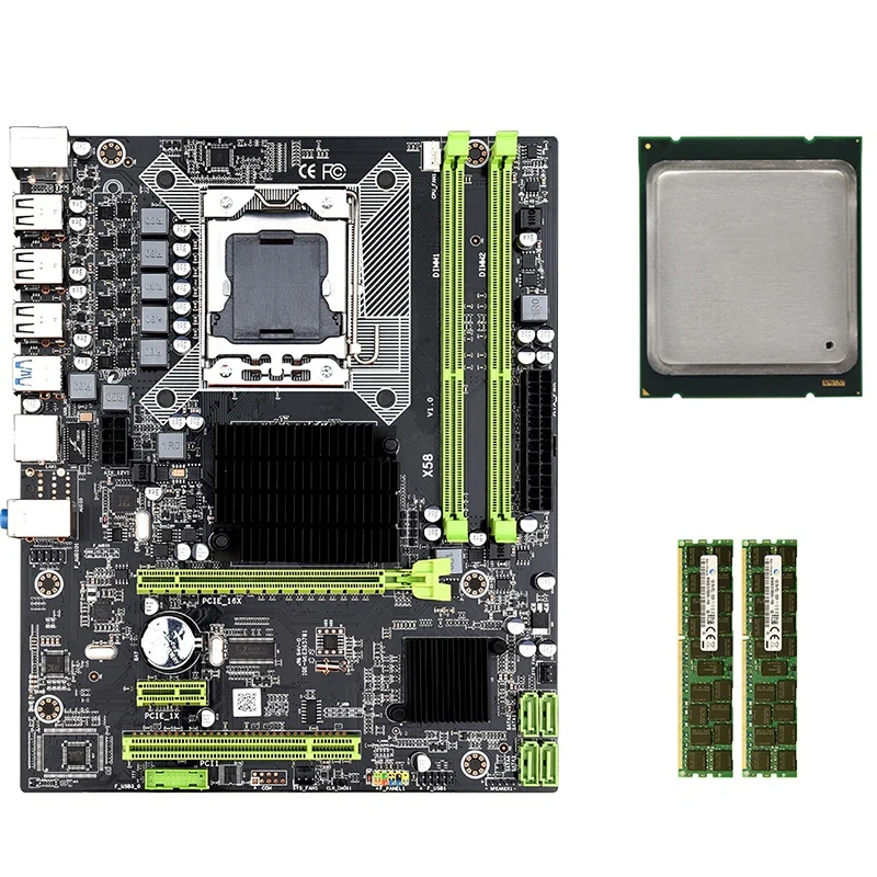 PPYY-X58 LGA1366 SATA 3,0 USB3.0 ECC ram DDR3 1600 MHz 32G двухканальная материнская плата с X5670 cpu/8G ECC ram Set