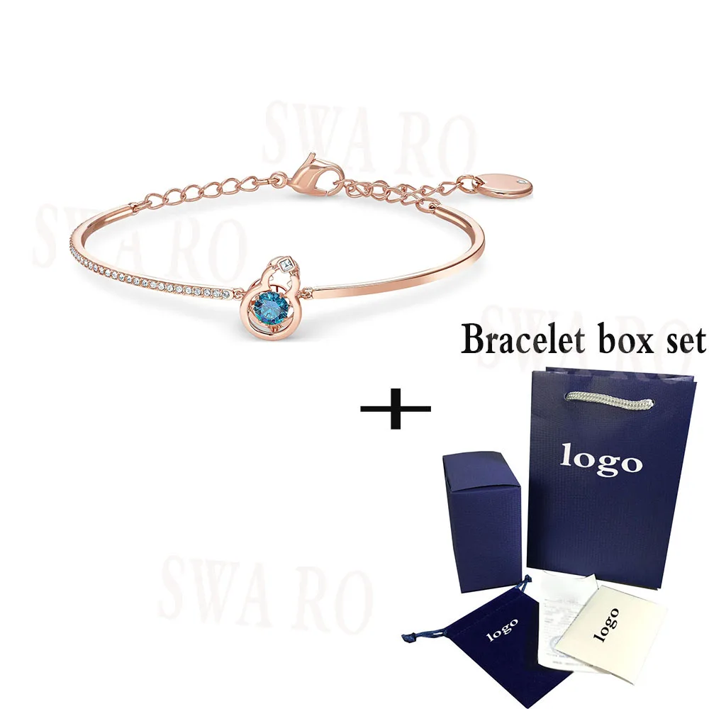 

2019 New Fashion Exquisite Rose Gold FULL BLESSING HULU Sea Blue Crystal Bracelet Jewelry for New Year Gifts for the Family