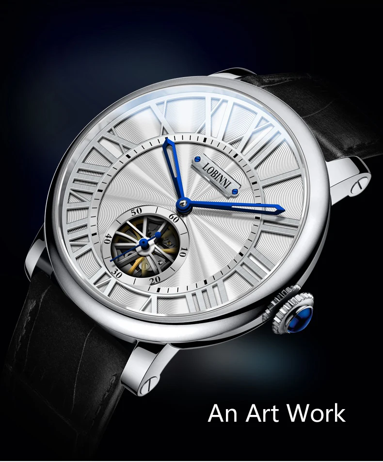 Роскошный бренд LOBINNI часы для мужчин механические мужские часы сапфир 50 м водонепроницаемый relogio Скелет Натуральная кожа часы L16016-1
