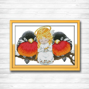 

Angel baby and birds home decor painting counted printed on canvas DMC 14CT 11CT DMS Cross Stitch Embroider kits Needlework Sets