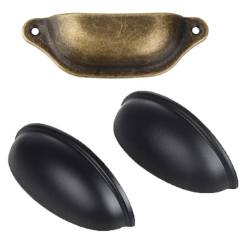 

30 Pcs Vintage Drawer Door Cabinet Iron Cup Handle Cupboard Knob-20 Pcs Bronze with Screws & 10 Pcs Black Without Screws