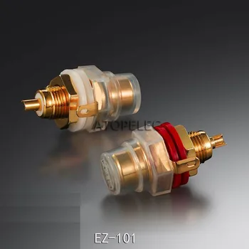 

2pcs EIZZ 24K Gold Plated Brass RCA Jack Female Socket Connector for HiFi Audio Video TV CD AMP Panel Chassis Mount EZ-101