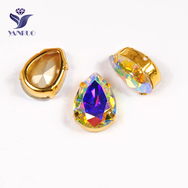 Yanruo 4320 прямая швейная золотого и серебряного цвета схватка Strass слеза DIY аксессуары для одежды
