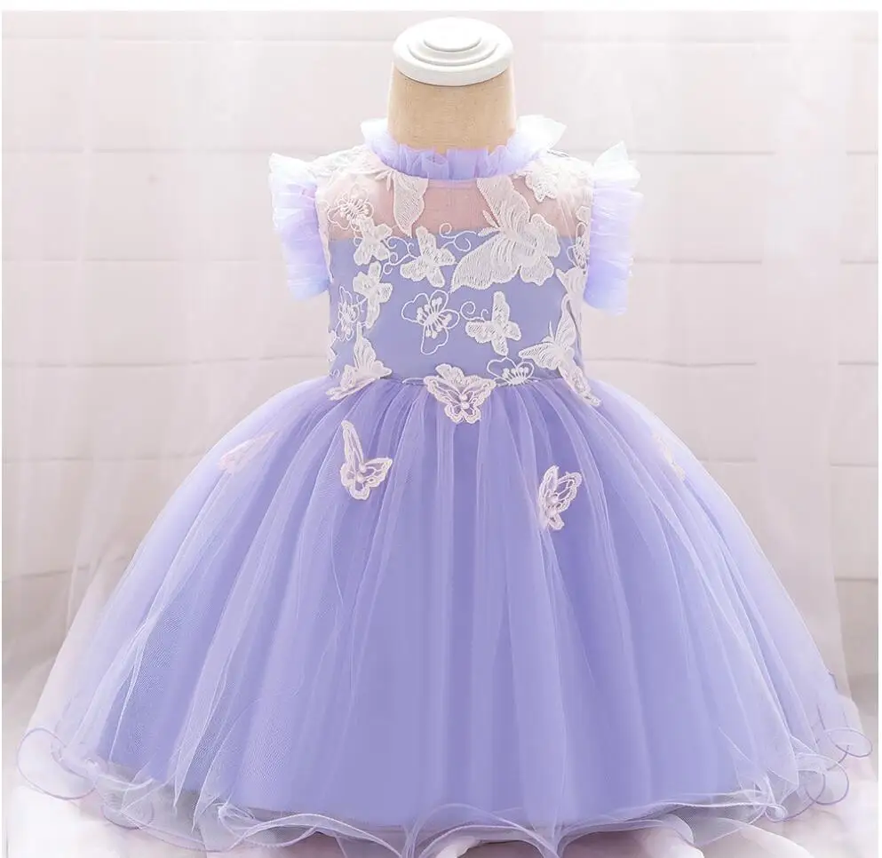 Baby Toddler Girl Dress Lace Butterflies Summer Baptism Princess Vestidos Tutu Dress Infant Kids Clothing For Girls Clothes
