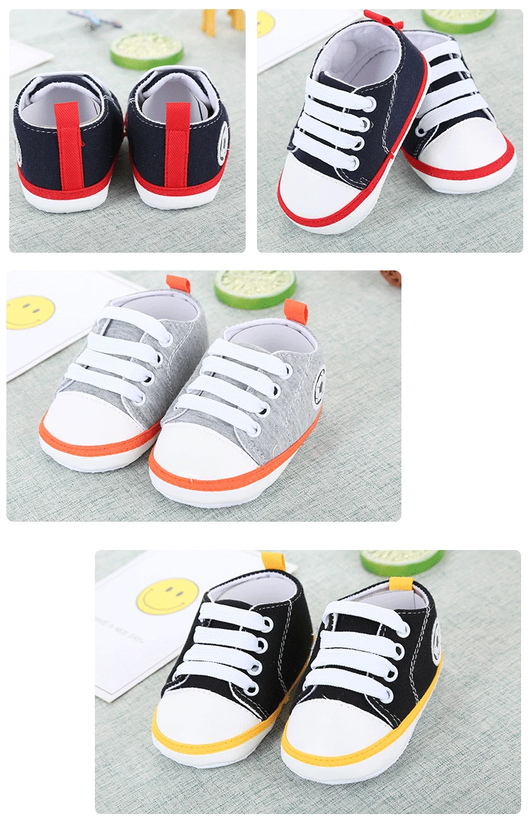 Spring and Autumn New Solid Color Casual Lace Soft Bottom Baby Canvas Shoes Baby Shoes Can Not Fall Toddler Shoes