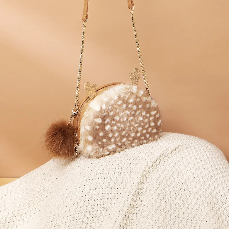 

Just Star2020 New Style for Autumn and Winter Fashion Shoulder Bag Casual Messenger Bag Korean Style Women's Plush Antler Bag