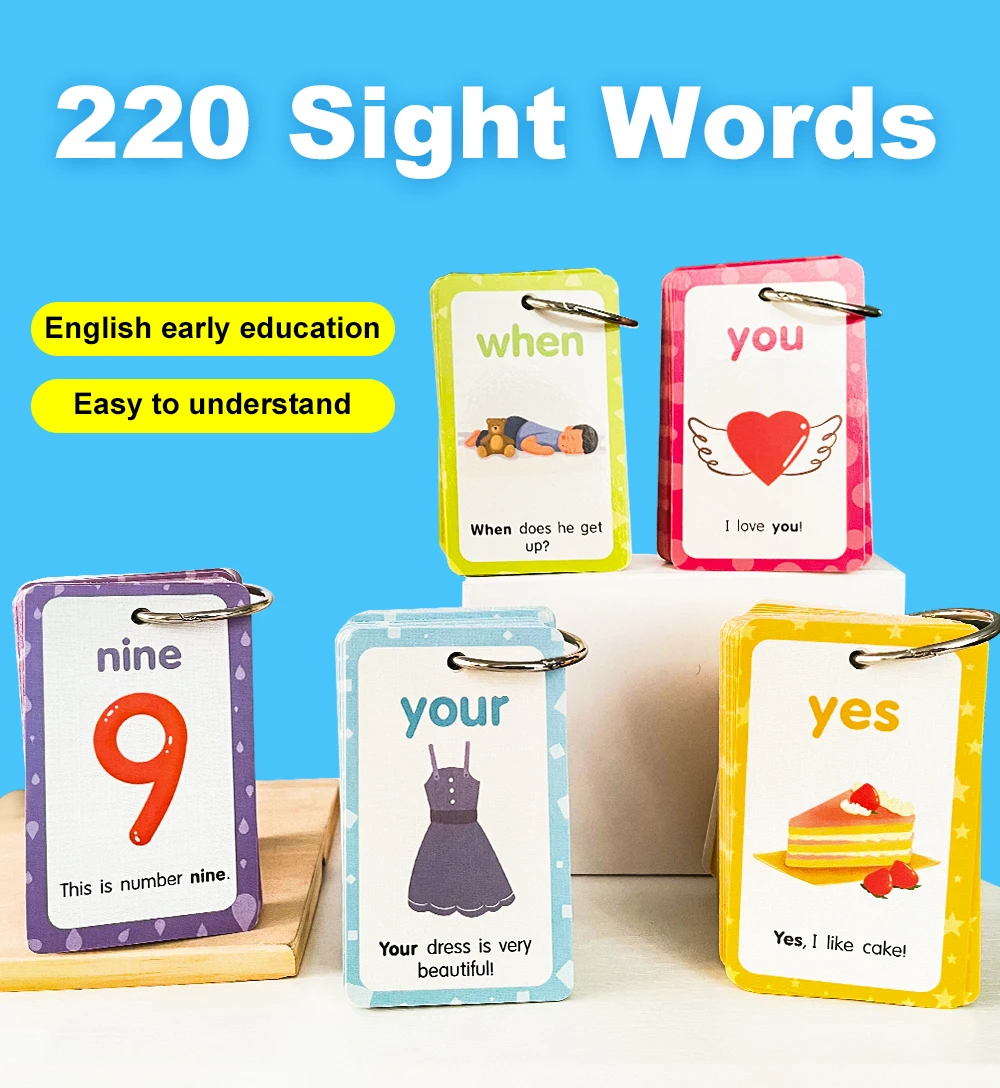 66Pcs Kids Sight Words Phonics Alphabets Flashcards Calendar Learning Education 