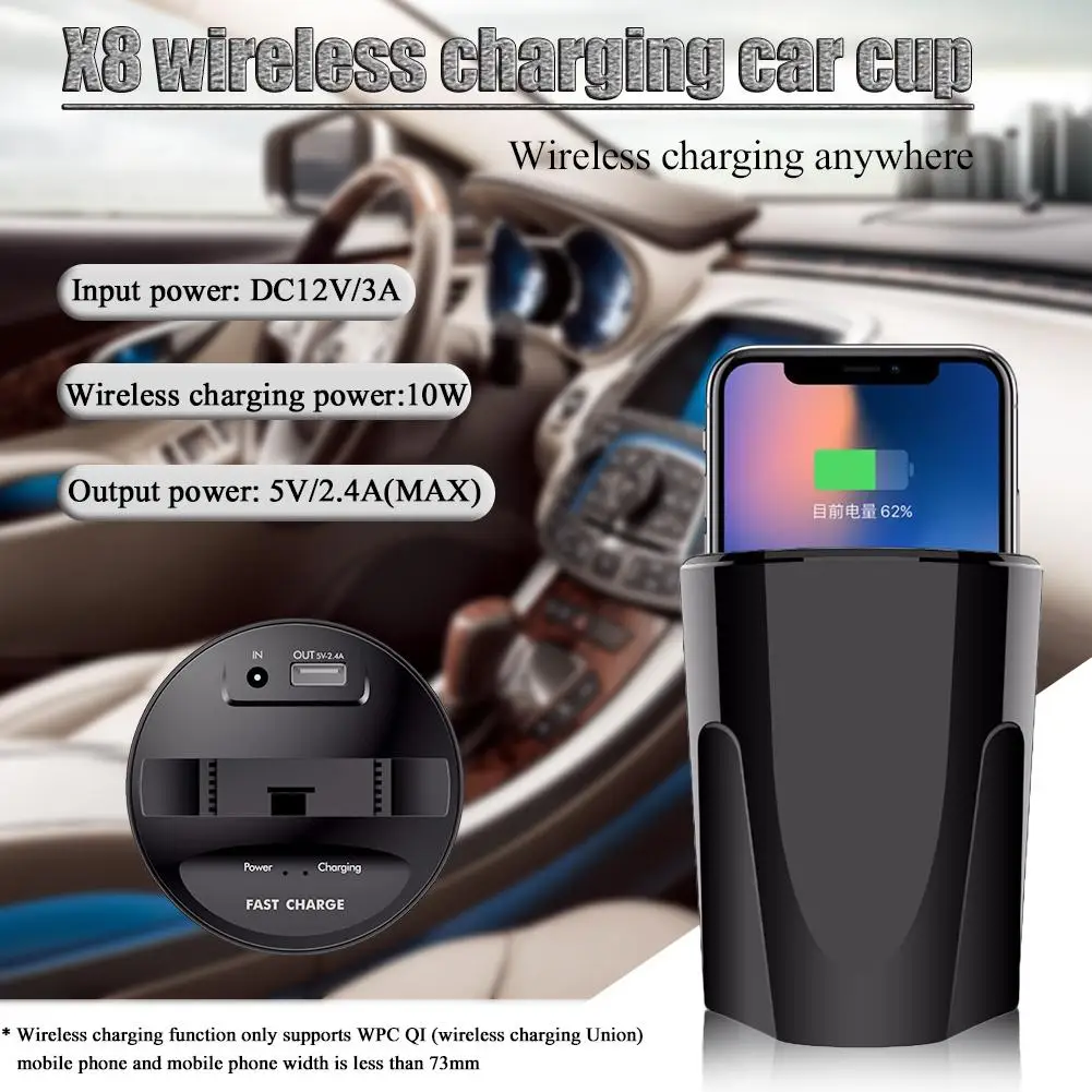 Зарядное устройство, поддержка чашки, смартфон, Voiture, автомобильная чашка, беспроводное зарядное устройство, 9 В, беспроводное быстрое зарядное устройство, подставка, держатель для Iphone 10 Вт