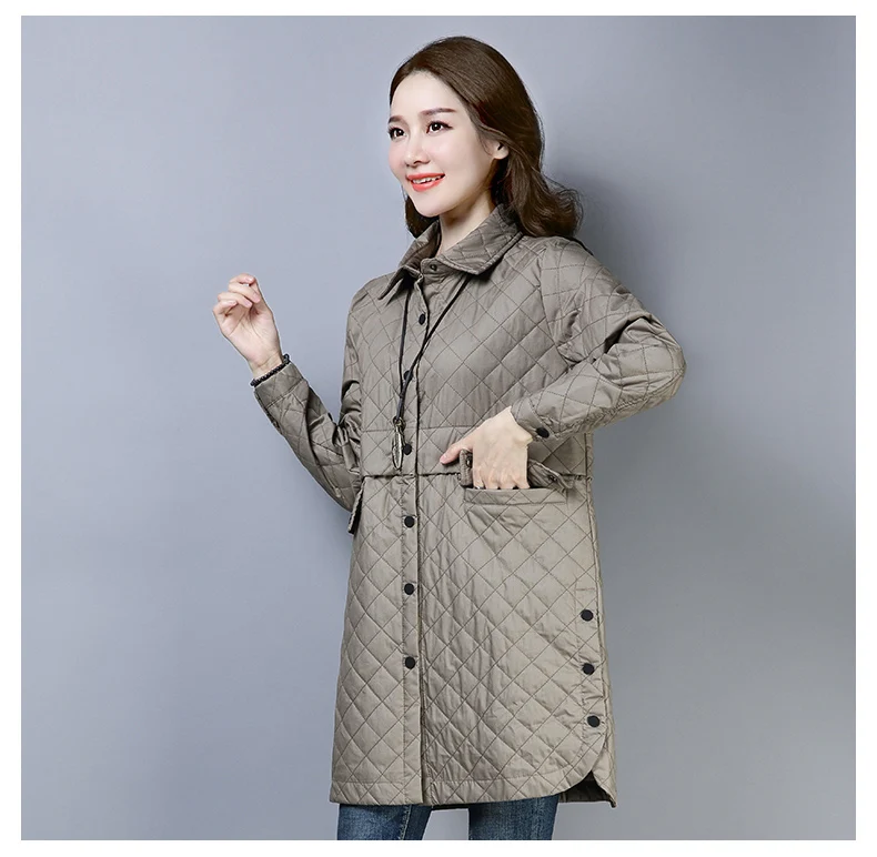 M-XXL Новые однотонные хлопковые пальто женские осенние большие размеры тонкие пиджаки повседневные однобортные парки для женщин