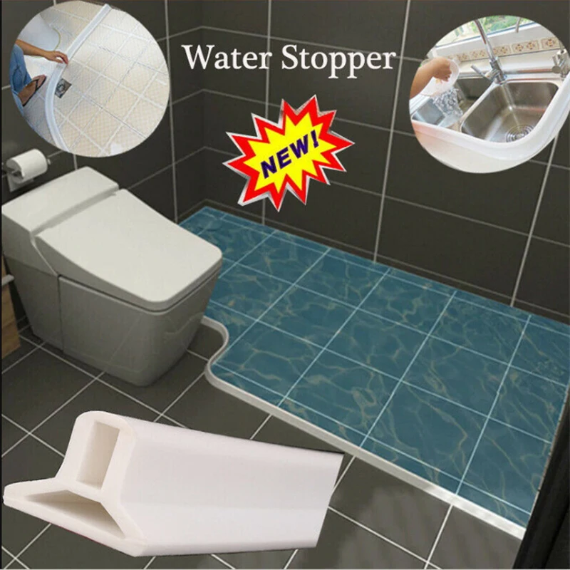 

Retention System Silicone Threshold Water Dam Self-Adhesive Bath Shower Barrier Retainer Seal Strip Bathroom Kitchen