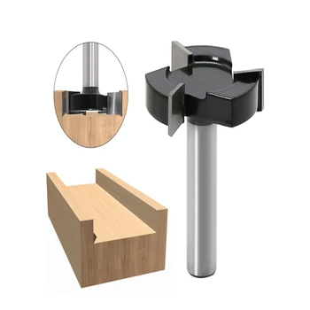 

Diamond Woodworking Milling Cutter Three-Edged T-Shaped Spiral Shank Clean Bottom Milling Cutter Wood Turning Tool Slotter