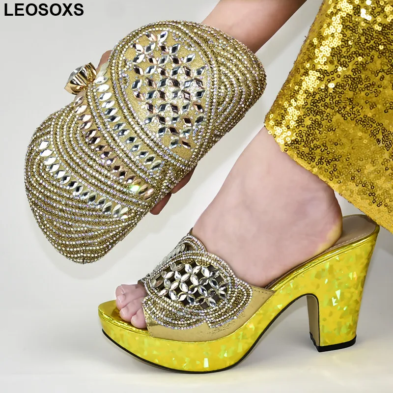 

Latest Design Matching Women Shoes and Bag Set Decorated with Rhinestone Italy Shoe and Bag Designer Shoes Women Luxury 2019