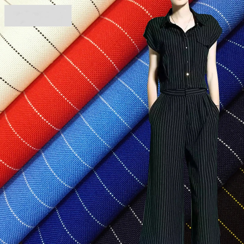 

High Quality Pinstriped Plain Double-color Polyester Viscose Spring and Summer Classic Trousers Fabric