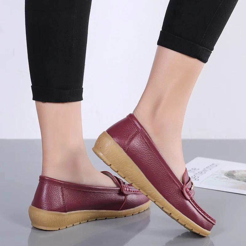 Women's Leather Slip-On Flats Spring Autumn Sizes 35-44