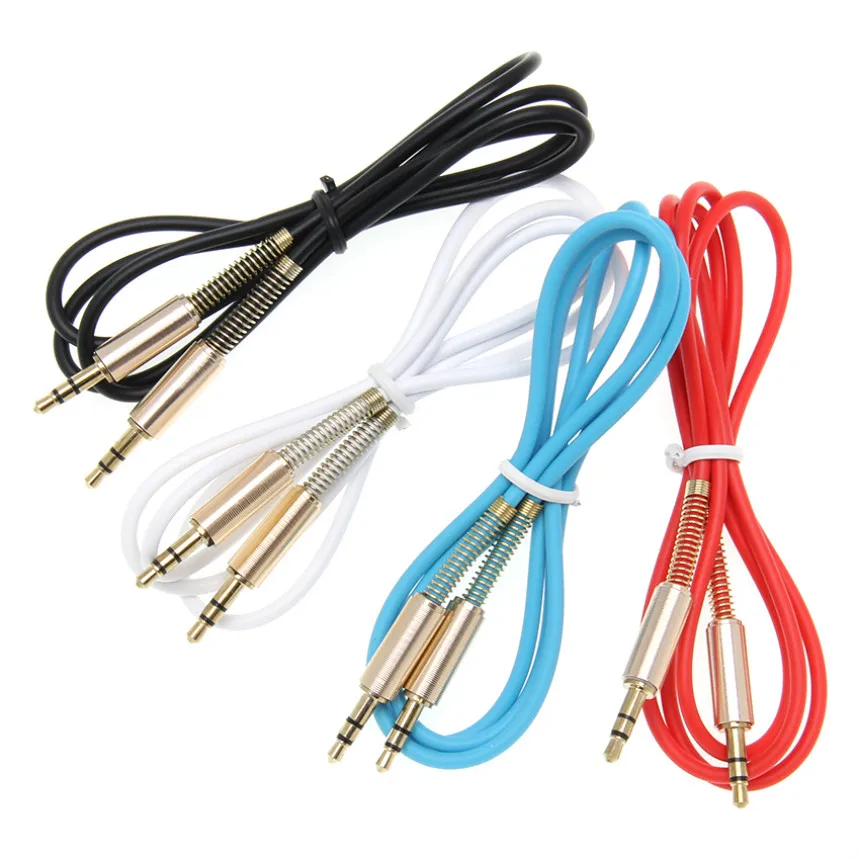 3 5mm Jack Aux Cable 1m Car Spring Audio Cables Gold Plated Speaker Male to Male AUX Cord for Phone Headphone MP3 4