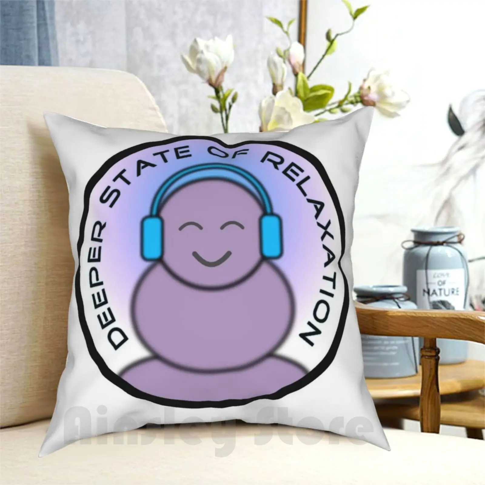 Deep State Of Relax Buddha Headphones Federa Per Cuscino Printed Home Soft Throw Pillow Deep State Of Relax