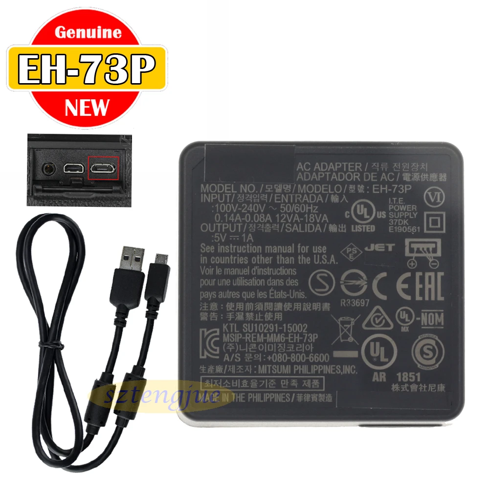 New Original EH-73P AC Adapter Charger For Nikon COOLPIX A300 A900 B700 P1000 W100  W300 KeyMission 80 170 360 charger of smartwatch
