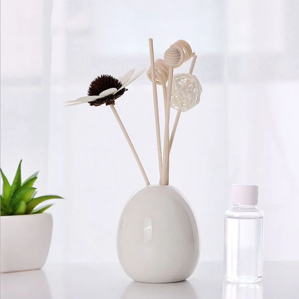 Artificial Flower Ceramic Vase Essential Oil Perfume Bottle Holder Aroma Diffuser for Home Living Room Bathroom Hotel Car Decor