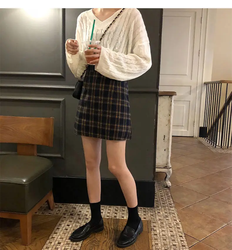 Retro Plaid Fashion Mini Skirt-5