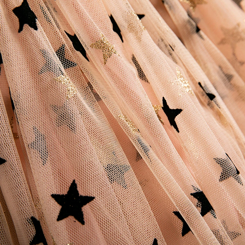 Sequins Star Tulle Dress for Girl Summer Sleeveless Knitted Dresses Christmas Party Vestidos Baby Children Birthday Clothing
