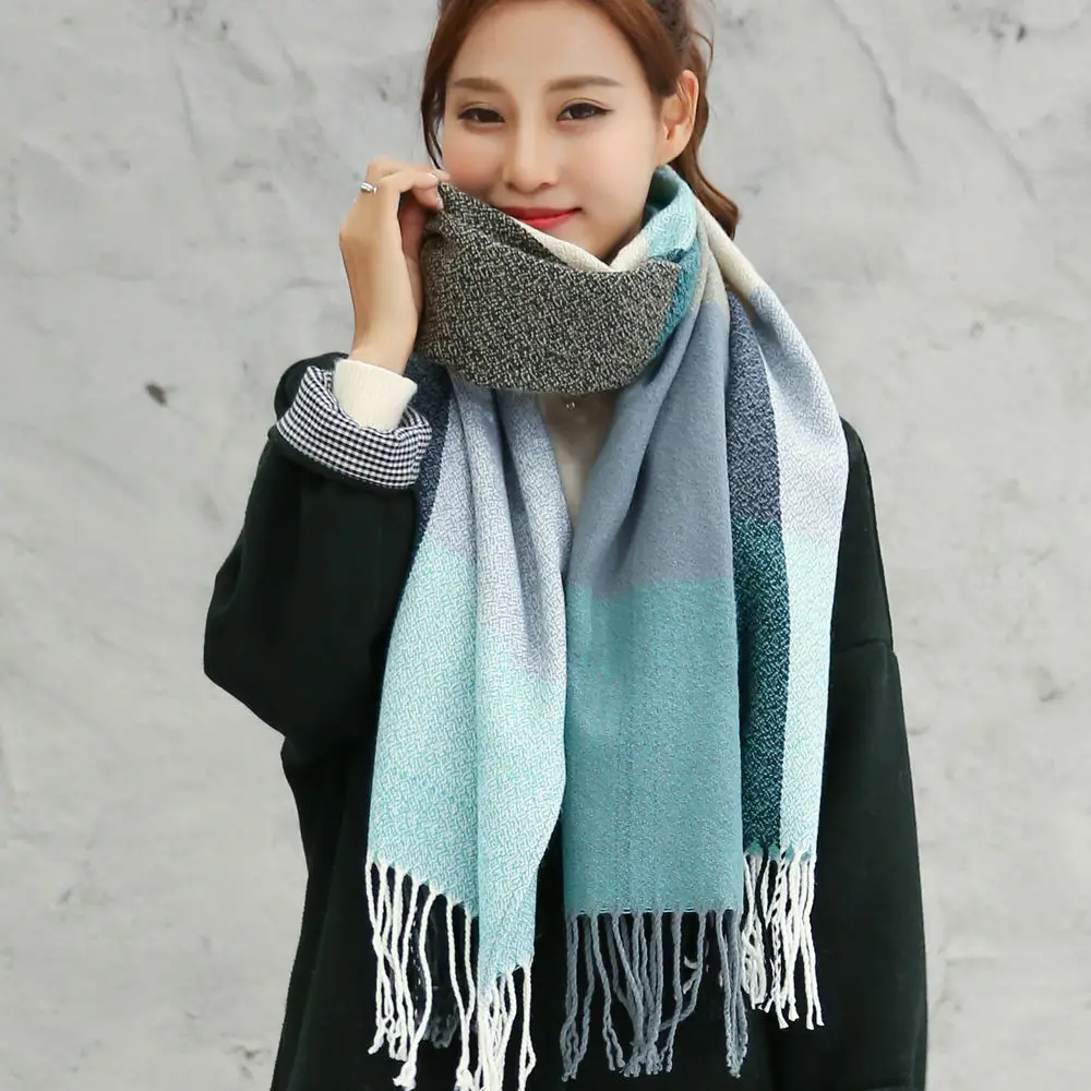 VEITHDIA, осенне-зимний женский шерстяной клетчатый шарф, женские кашемировые шарфы, широкие решетки, длинная шаль, накидка, одеяло, теплый палантин - Цвет: 11