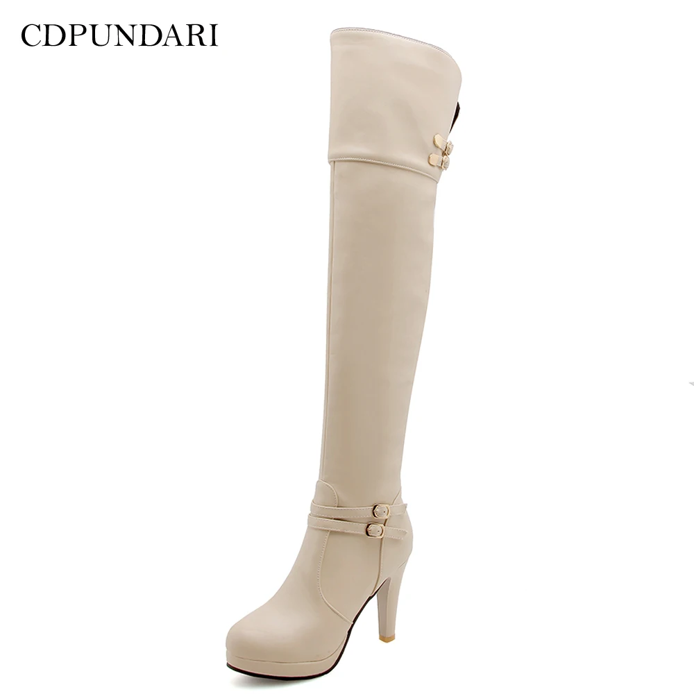 Black High Heels Over The Knee Boots Women Platform Thigh High Boots Spring Autumn Long Shoes Cuissardes Sexy White