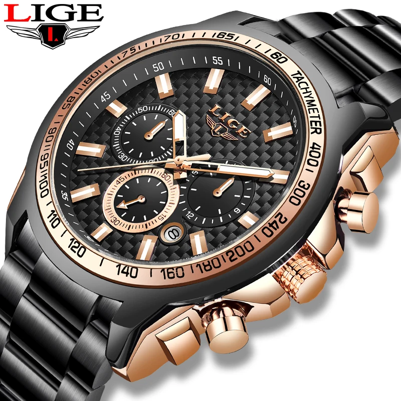 

LIGE New Mens Watches Top Luxury Brand Men Unique Sports Watch Men's Quartz Date Clock Waterproof Wrist Watch Relogio Masculino