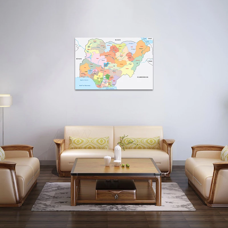 59*42cm The Political Map of Nigeria Poster and Print Study/Living Class Room Wall Art Pictures Canvas Paintings Home Decoration
