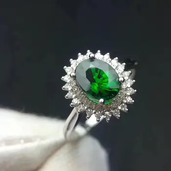 

Fine Jewelry Real 18K White Gold 100% Natural Unheat Tsavorite Gemstones 1.8ct 18k Tsavorites Diamonds Female Wedding Rings