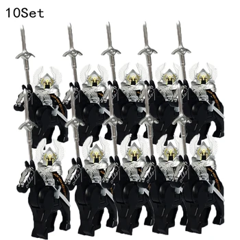 

New Lord Rings Gondor Roman Soldiers Lancer Archer Medieval Knight Action Fig with Armor Building Block Kids Toys 10Sets