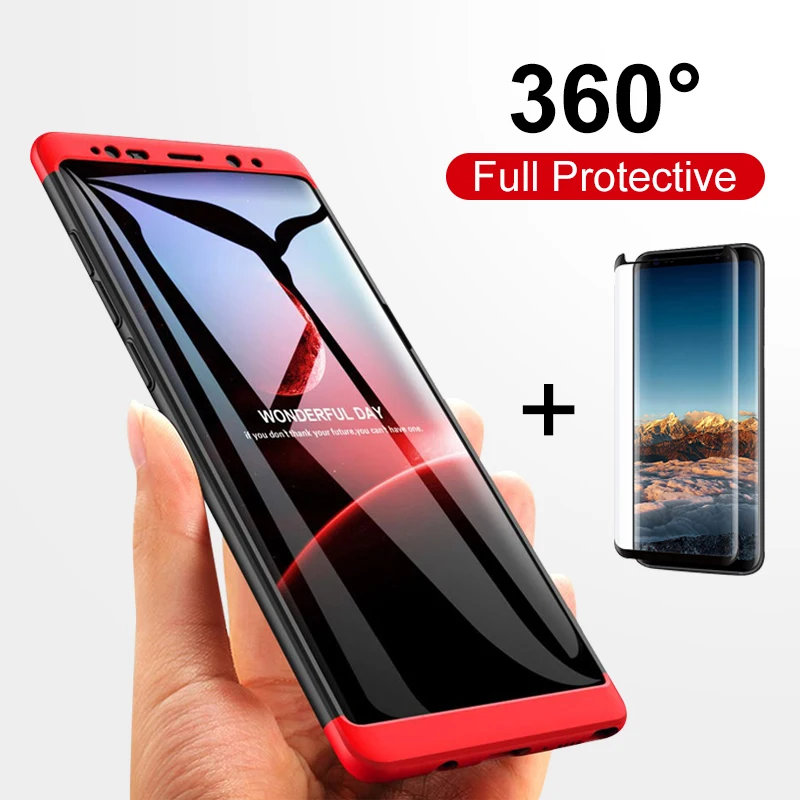 360 Full Protective Case With Glass For Samsung Galaxy S10 5G S9 S8 Plus Shockproof Note 8 10 9 PU Hard Protector | Мобильные