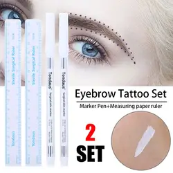 2 Sets Surgical White Eyebrow Tattoo Skin Marker Pen Microblading Accessories Tattoo Marker Brow Pencil Permanent Beauty Makeup