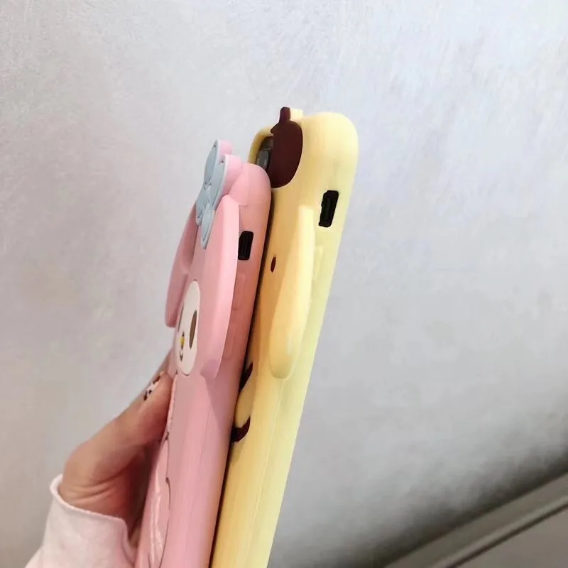 Cute cartoon 3D pink rabbit phone case for iPhone 11 pro max soft silicone case for iPhone 6 6s 7 8 Plus X XR XS Max Funda