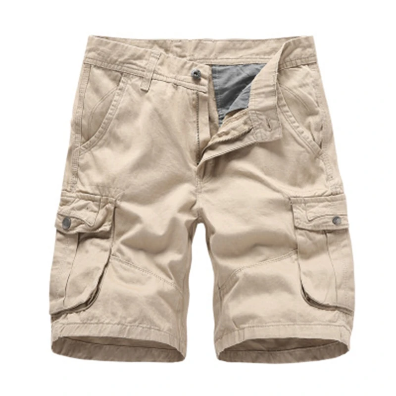 New Summer Autumn Fashion Solid Zipper Mens Shorts Casual Multi-pocket Knee-length Mens Cargo Shorts Men Clothes Straight