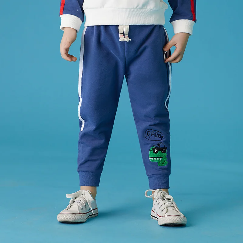 

2019 Spring New Style Crawler Korean-style Cartoon Small Crocodile Embroidered Trousers Children High-waisted Athletic Pants