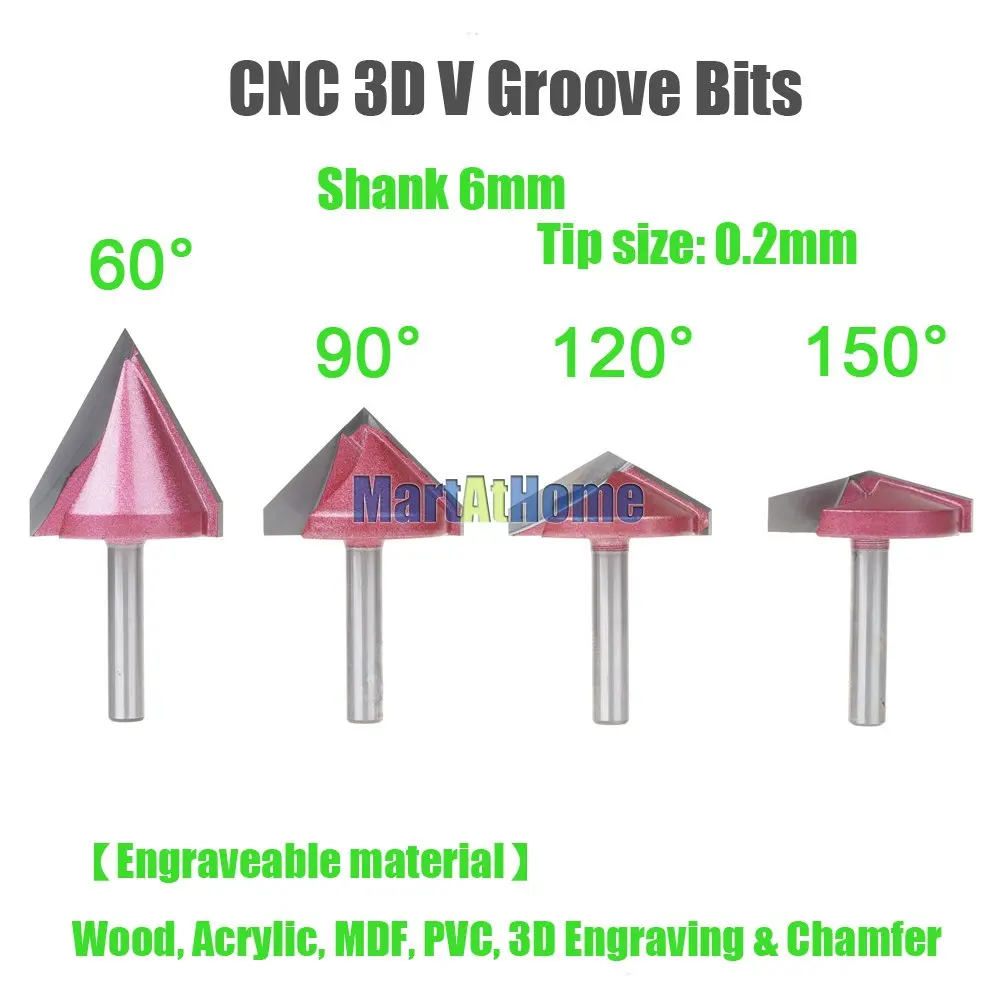 30 шт./партия 90 град 1/" 6 мм x 32 мм ЧПУ Гравировка 3D Биты V паз акрил# SM484@ SD