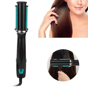 

Dual-use Electric Curling Iron Hair Straightener Hair Curler Comb Styling Tool EU Plug Electric Hair Curler Green