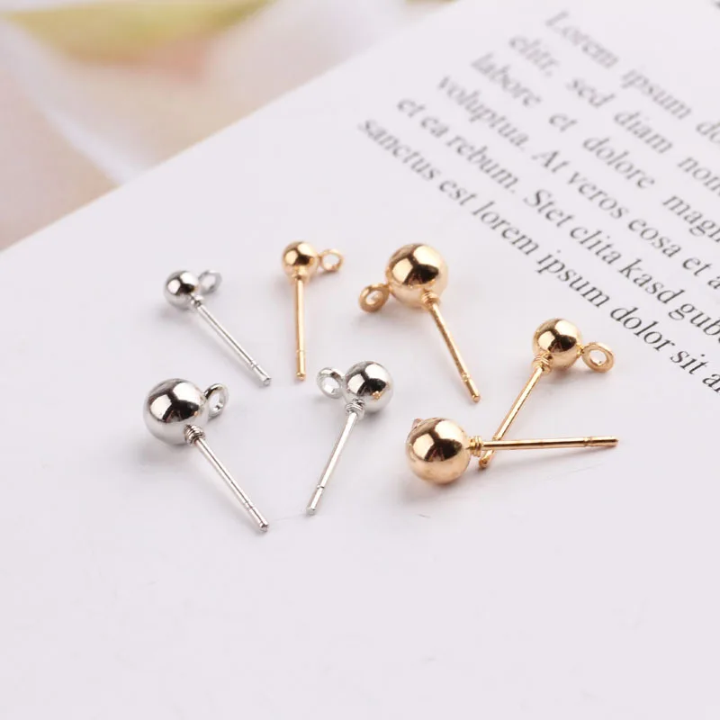 

50pcs Round Head Round Bead Earrings with Hanging Ring DIY Handmade Basic Accessories Round Head Hanging Pendant