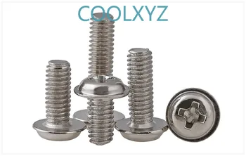 

Nickel-plated cross round head with pad screw. With medium screw, computer screw with built-in pad M2 m2.5m3 M4 250pcs